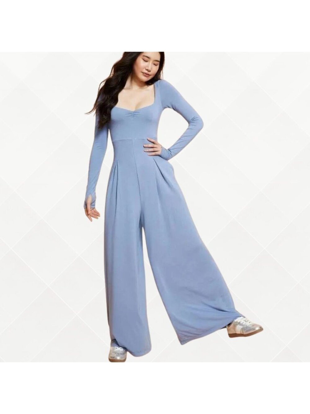 Blogilates Wide Leg Jumpsuit • S • NWT • Light Blue • WPT-100088